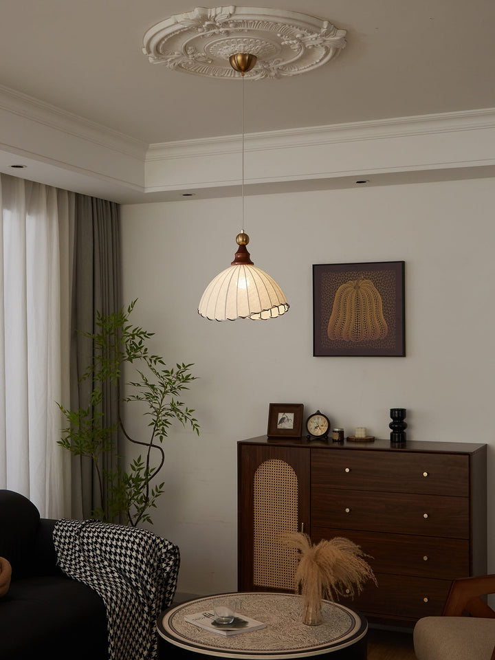 Thalira Suspension Élégante en Bois et Tissu - Neutralighting