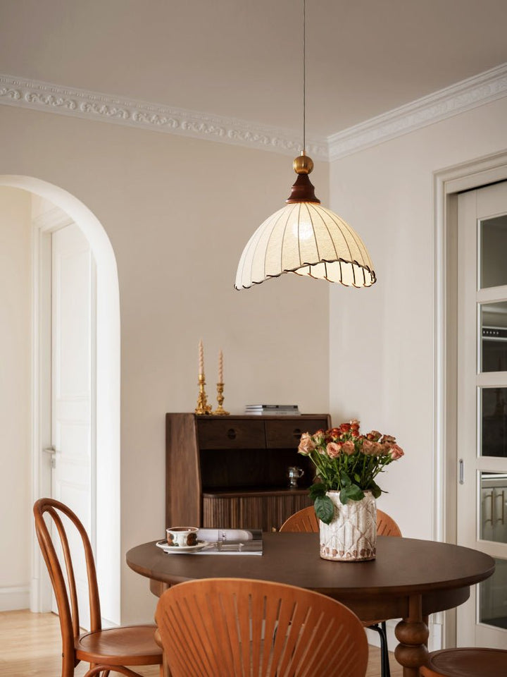 Thalira Suspension Élégante en Bois et Tissu - Neutralighting