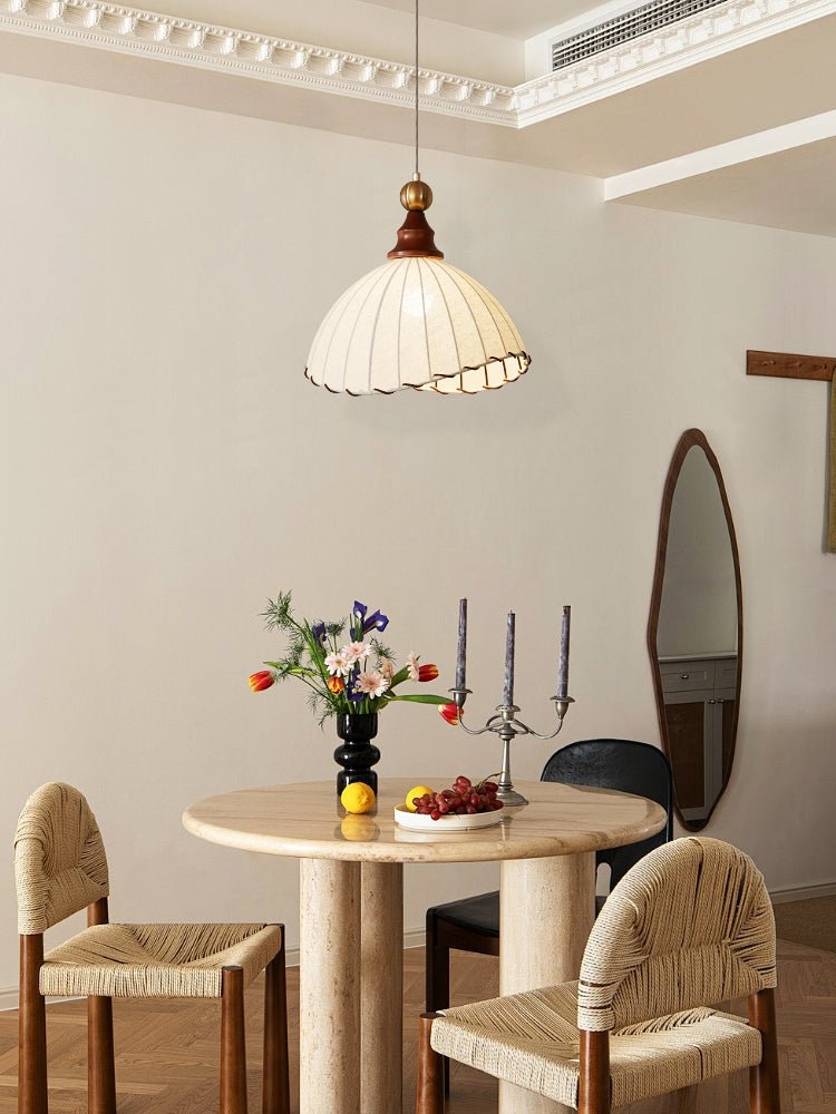 Thalira Suspension Élégante en Bois et Tissu - Neutralighting