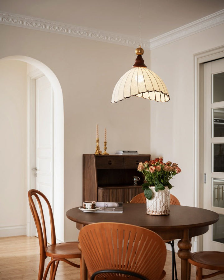 Thalira Suspension Élégante en Bois et Tissu - Neutralighting