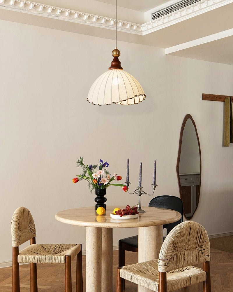 Thalira Suspension Élégante en Bois et Tissu - Neutralighting