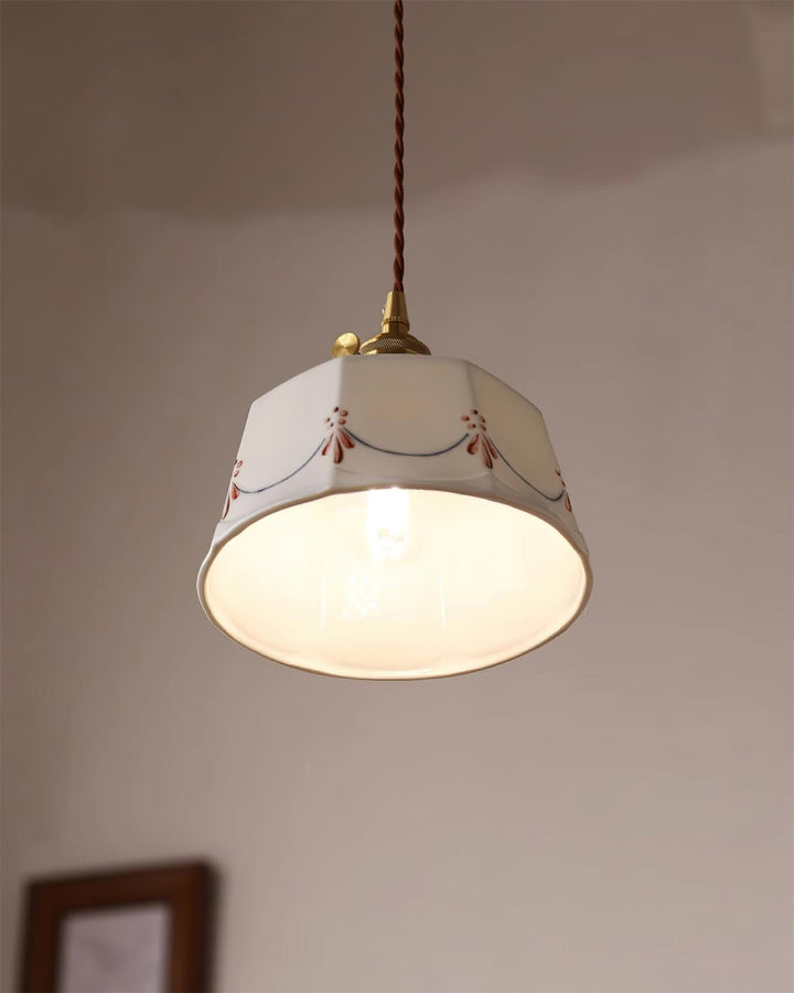Eliana Suspension Main Peint Florale Verre Vintage - Neutralighting