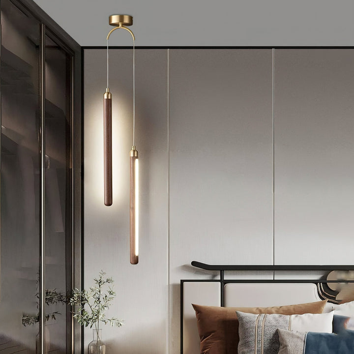 Kyoto Noyer Laiton Linéaire Suspension Lumière - Neutralighting