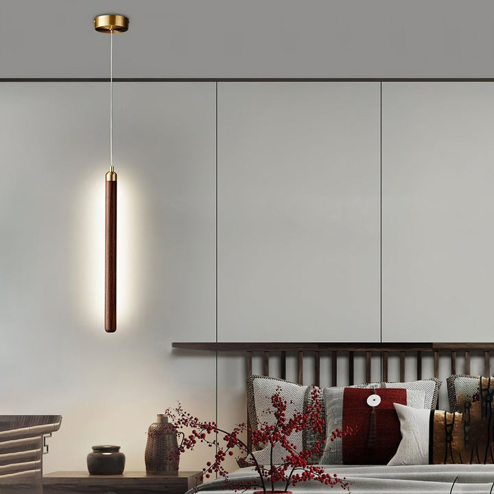 Kyoto Noyer Laiton Linéaire Suspension Lumière - Neutralighting