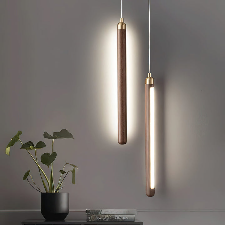 Kyoto Noyer Laiton Linéaire Suspension Lumière - Neutralighting