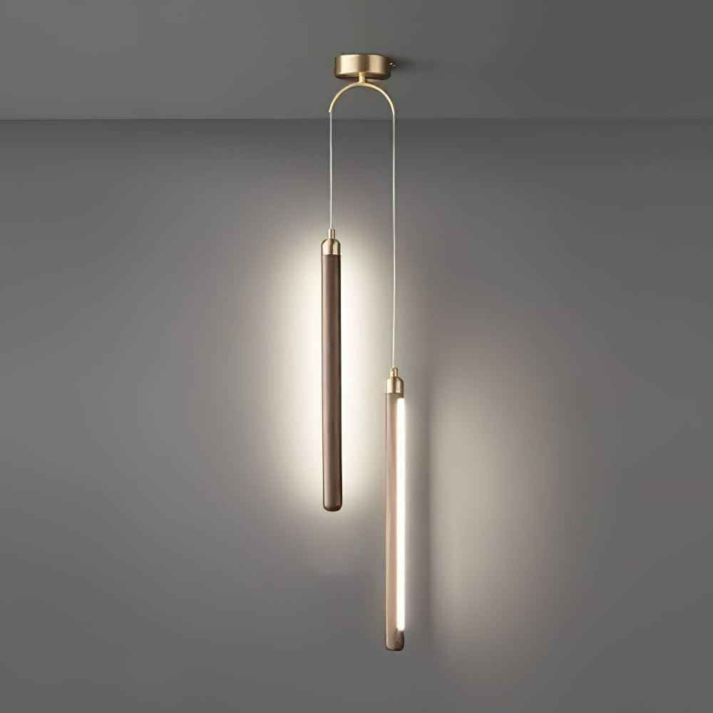 Kyoto Noyer Laiton Linéaire Suspension Lumière - Neutralighting