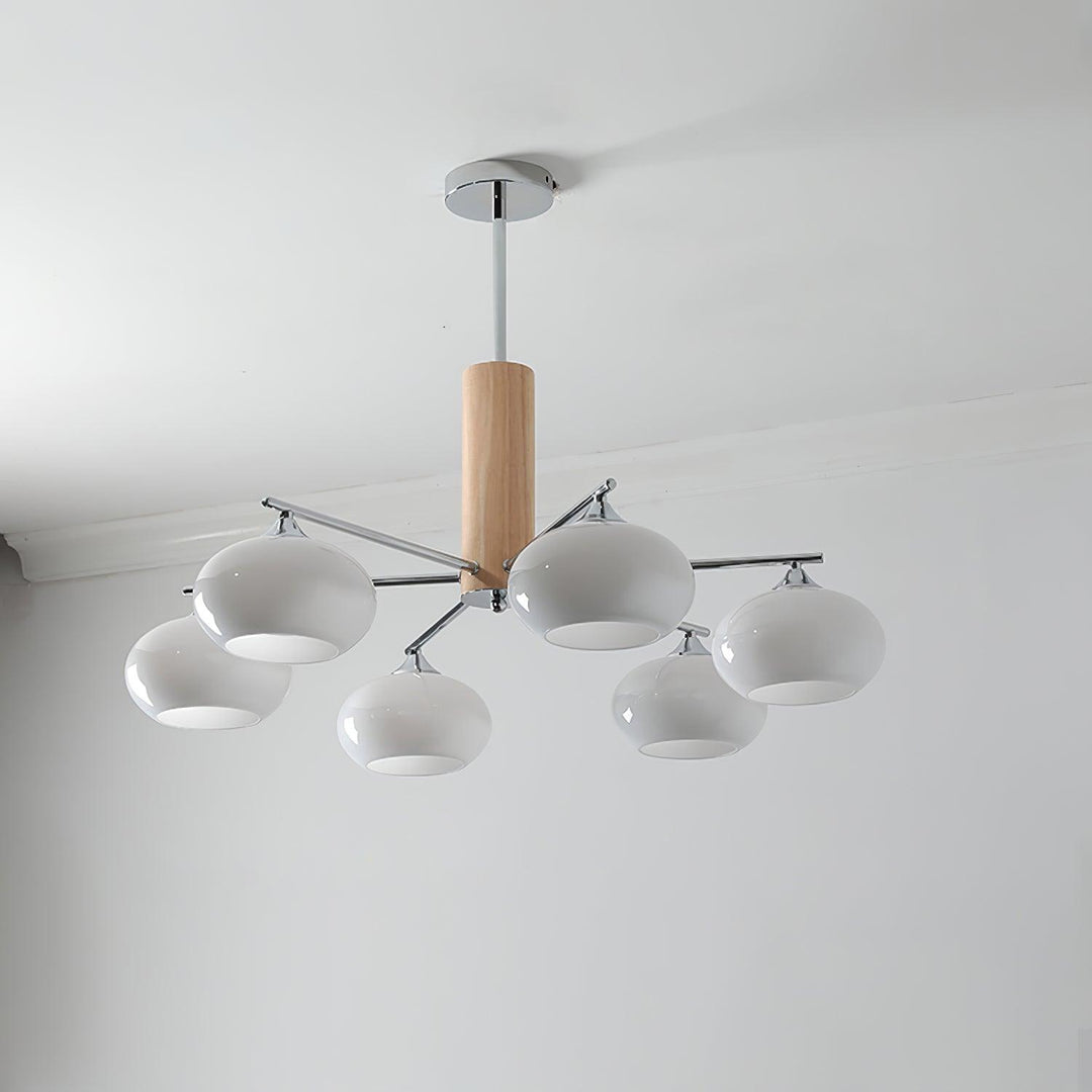 Lustra Chandelier en Verre Persimmon Mid-Century 8 Lumières - Neutralighting