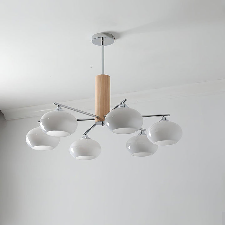 Lustra Chandelier en Verre Persimmon Mid-Century 8 Lumières - Neutralighting