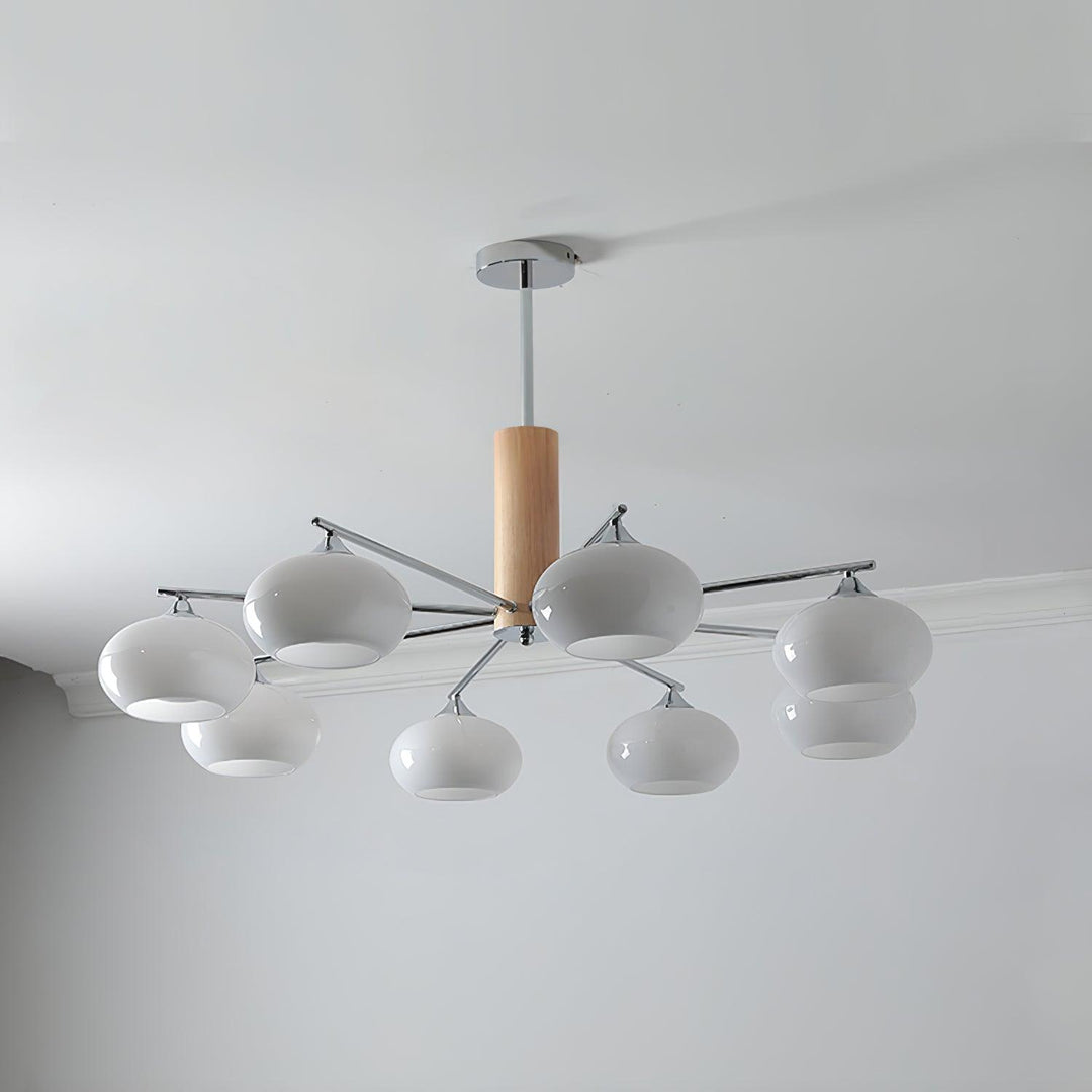 Lustra Chandelier en Verre Persimmon Mid-Century 8 Lumières - Neutralighting