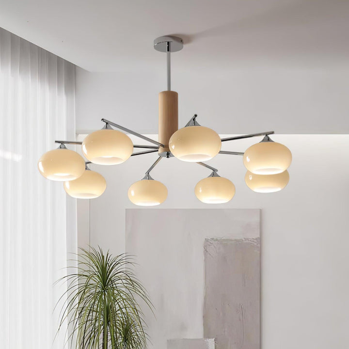 Lustra Chandelier en Verre Persimmon Mid-Century 8 Lumières - Neutralighting