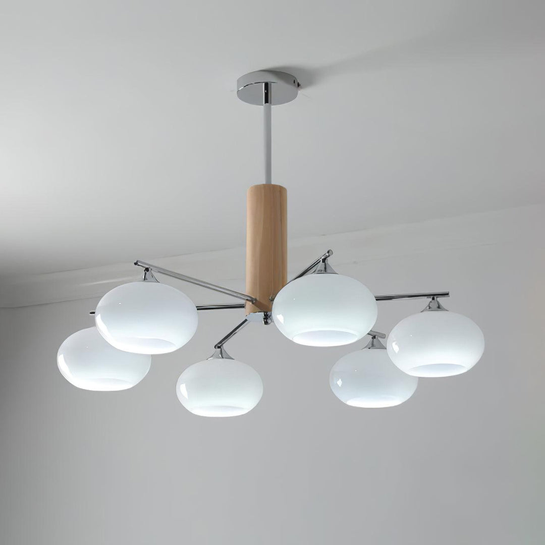 Lustra Chandelier en Verre Persimmon Mid-Century 8 Lumières - Neutralighting
