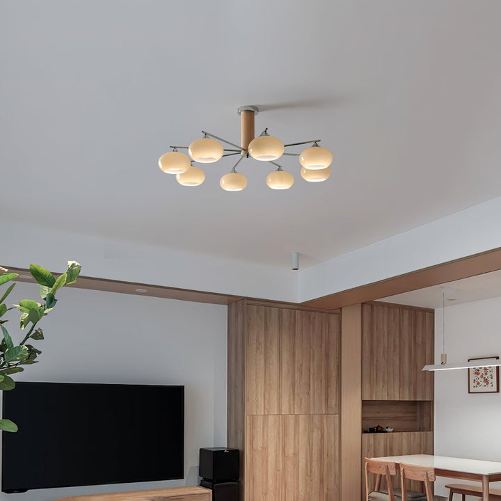 Lustra Chandelier en Verre Persimmon Mid-Century 8 Lumières - Neutralighting