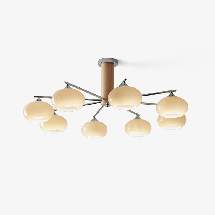 Lustra Chandelier en Verre Persimmon Mid-Century 8 Lumières - Neutralighting
