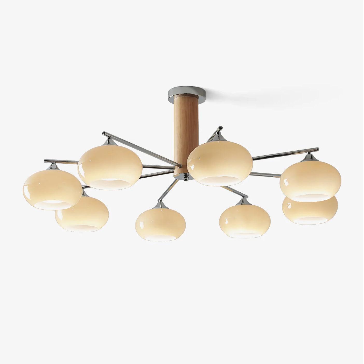 Lustra Chandelier en Verre Persimmon Mid-Century 8 Lumières - Neutralighting