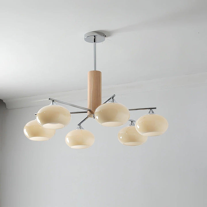 Lustra Chandelier en Verre Persimmon Mid-Century 8 Lumières - Neutralighting
