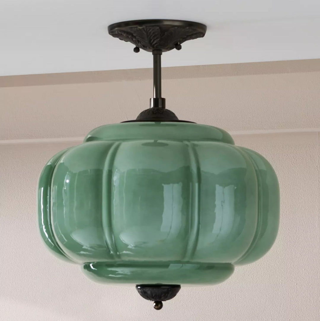 Eldio Lampe Plafond Semi-Encastrée en Verre Vert - Neutralighting