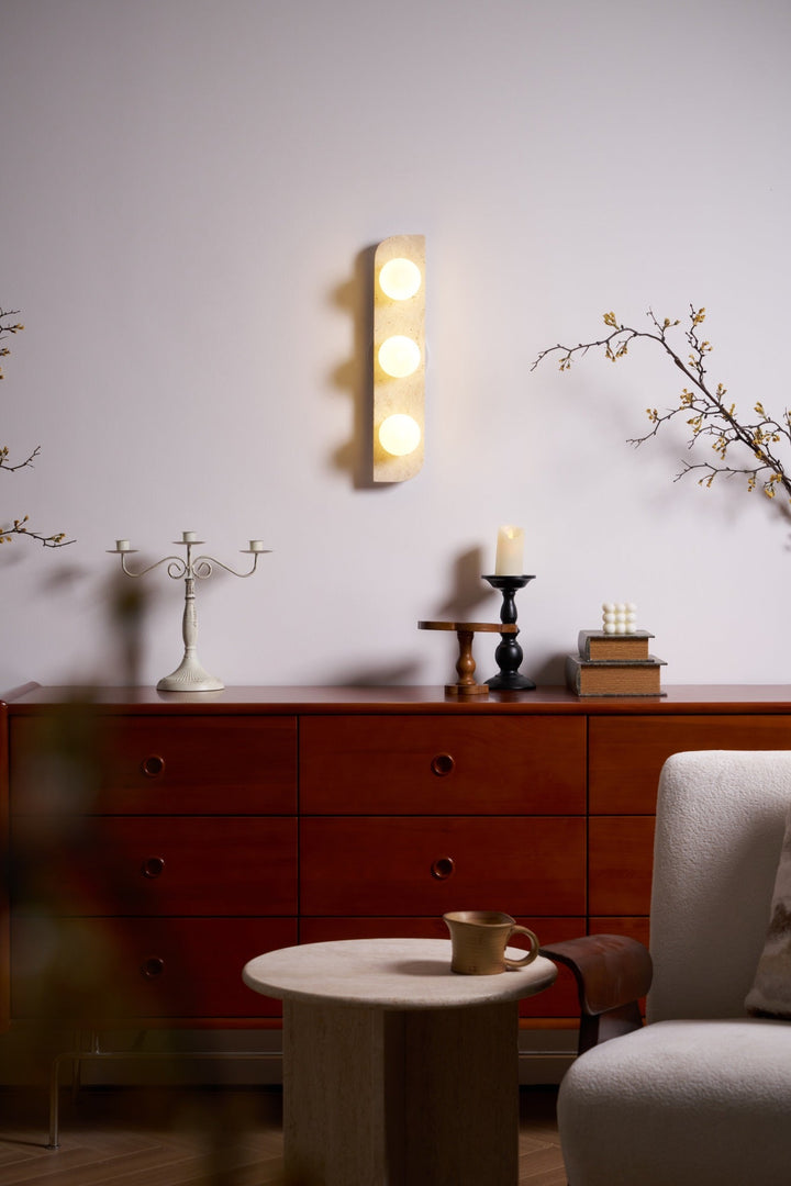 Zophaor Minimalist Travertine Plug-In Wall Light - Neutralighting