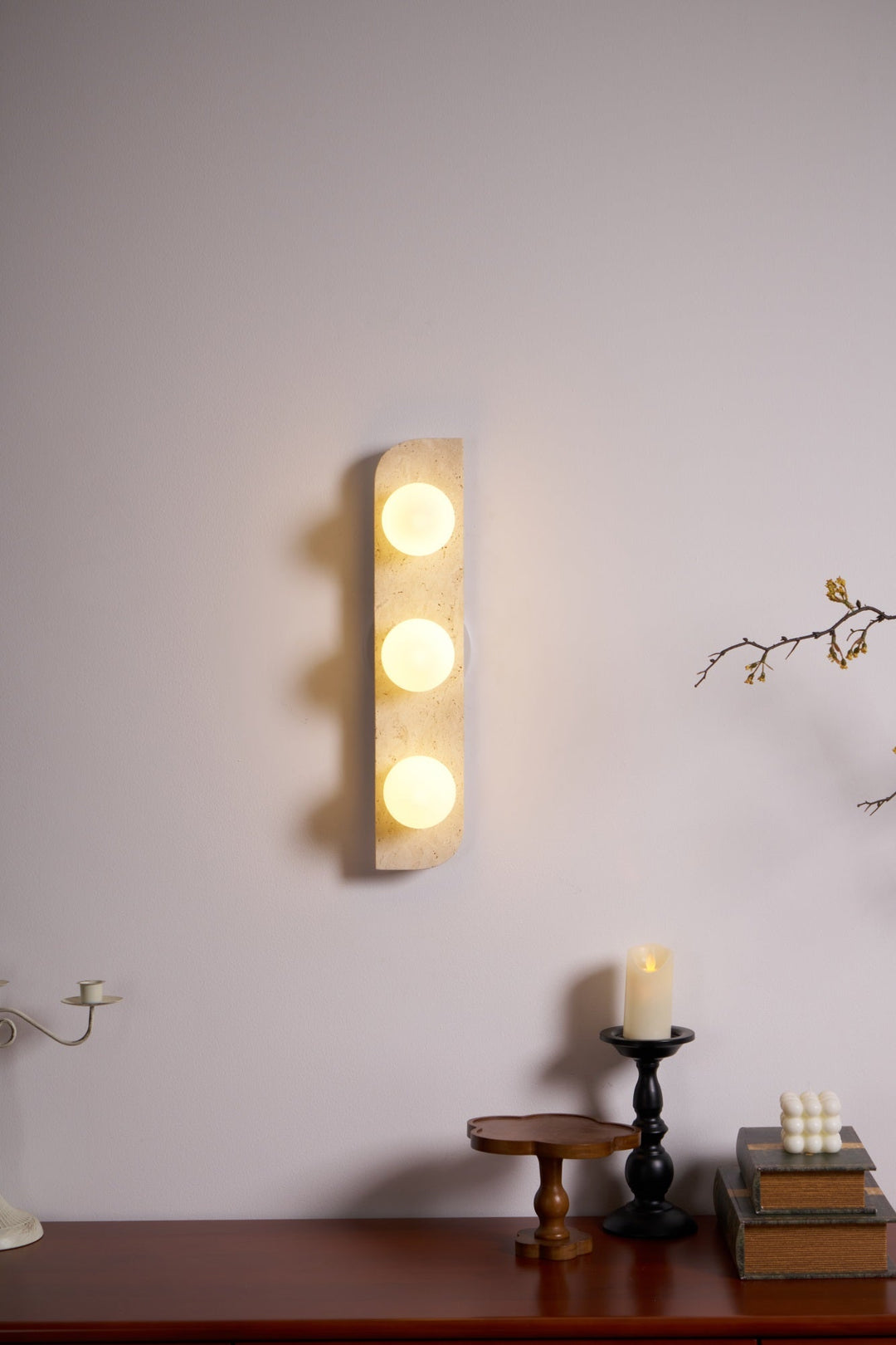 Zophaor Minimalist Travertine Plug-In Wall Light - Neutralighting