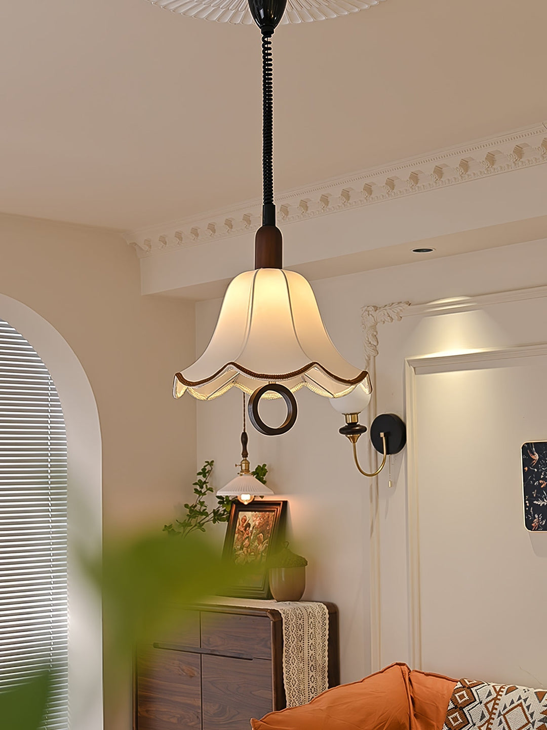 Eurvaryra Classique Élégance Tissu Bois Suspension Lumière - Neutralighting