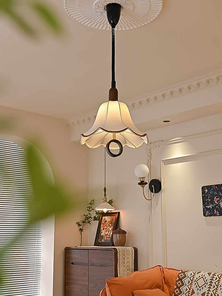 Eurvaryra Classique Élégance Tissu Bois Suspension Lumière - Neutralighting