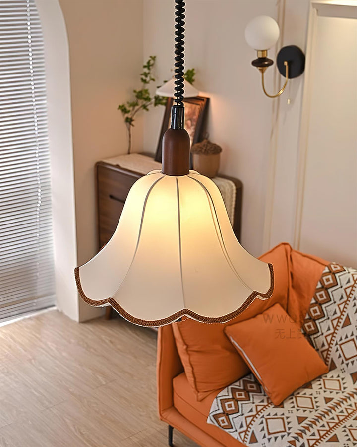Eurvaryra Classique Élégance Tissu Bois Suspension Lumière - Neutralighting