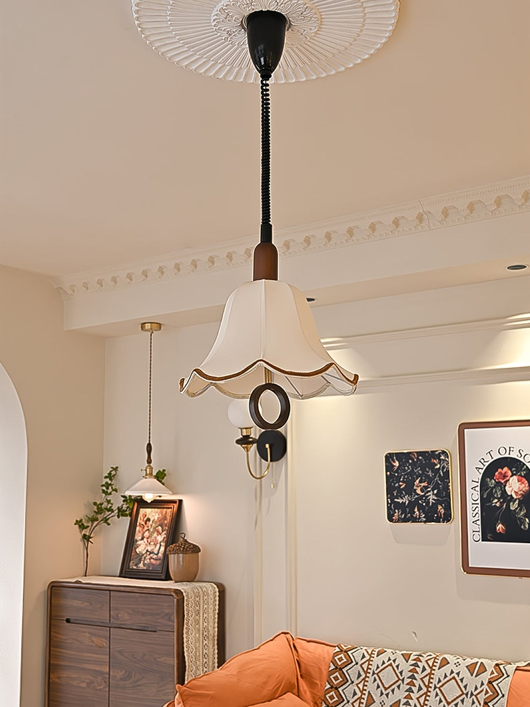 Eurvaryra Classique Élégance Tissu Bois Suspension Lumière - Neutralighting