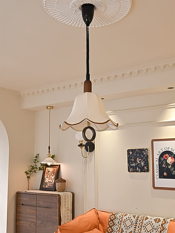 Eurvaryra Classique Élégance Tissu Bois Suspension Lumière - Neutralighting