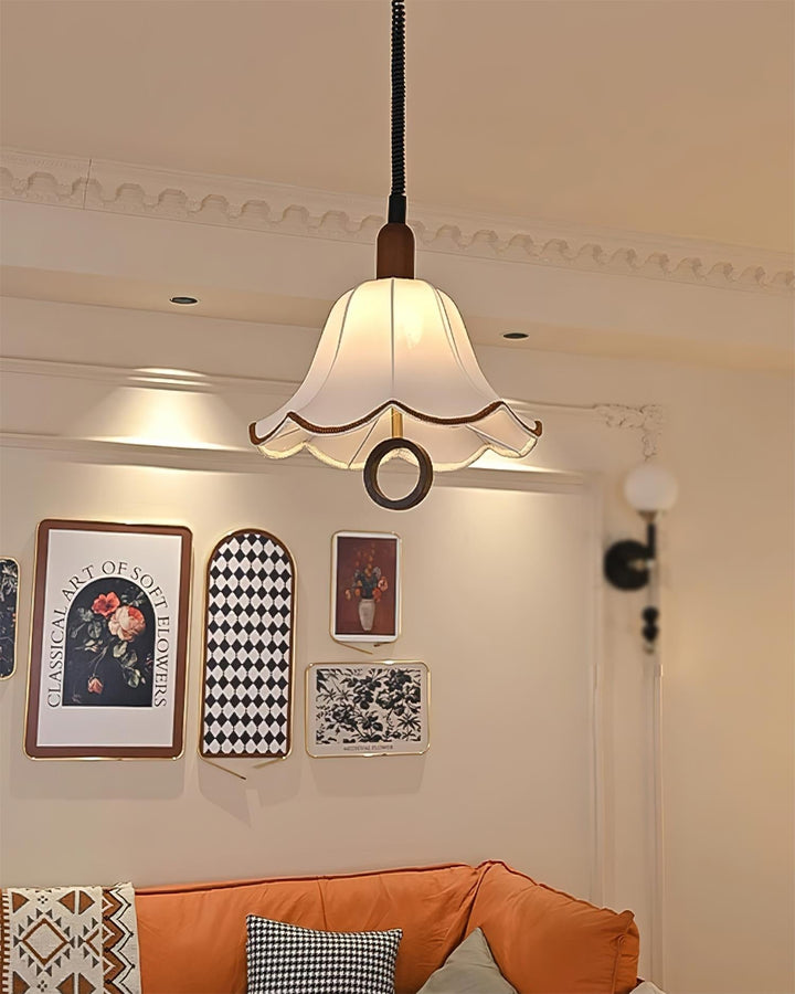 Eurvaryra Classique Élégance Tissu Bois Suspension Lumière - Neutralighting
