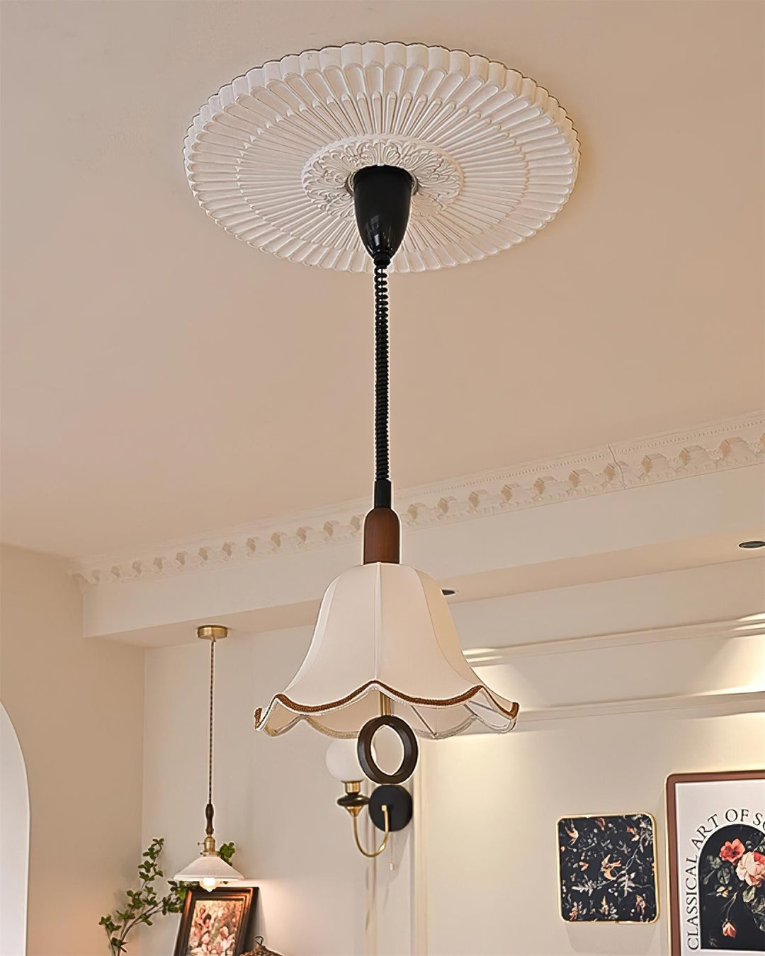 Eurvaryra Classique Élégance Tissu Bois Suspension Lumière - Neutralighting