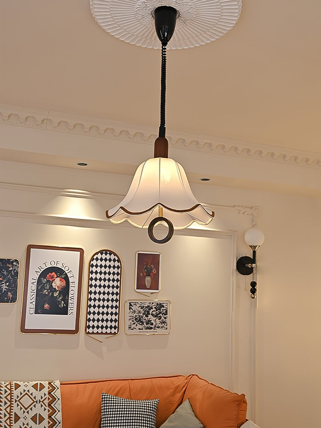 Eurvaryra Classique Élégance Tissu Bois Suspension Lumière - Neutralighting