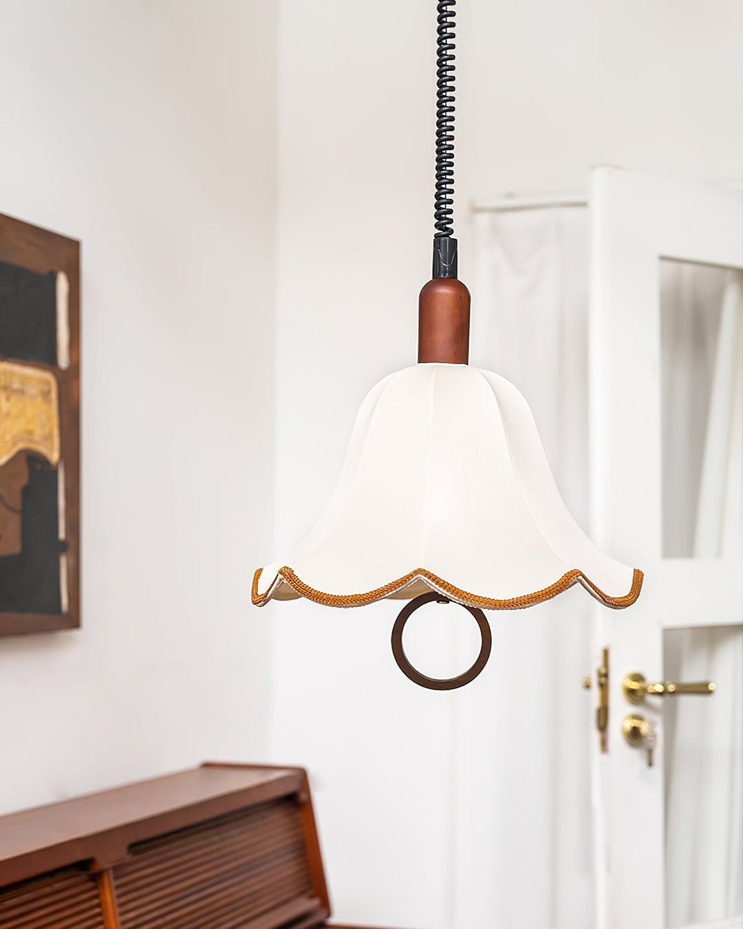 Eurvaryra Classique Élégance Tissu Bois Suspension Lumière - Neutralighting