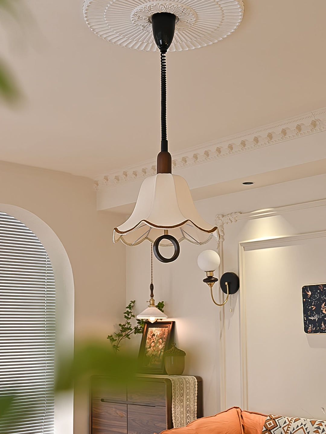 Eurvaryra Classique Élégance Tissu Bois Suspension Lumière - Neutralighting