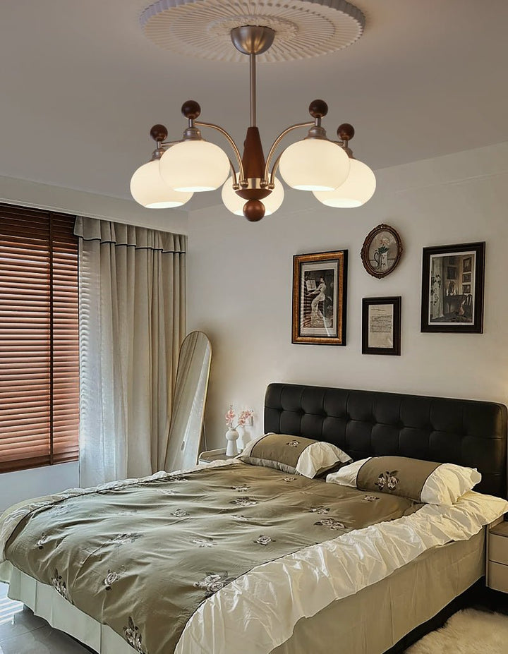 Ivloria Chandelier Bois Verre Orbit Élégance Traditionnelle - Neutralighting