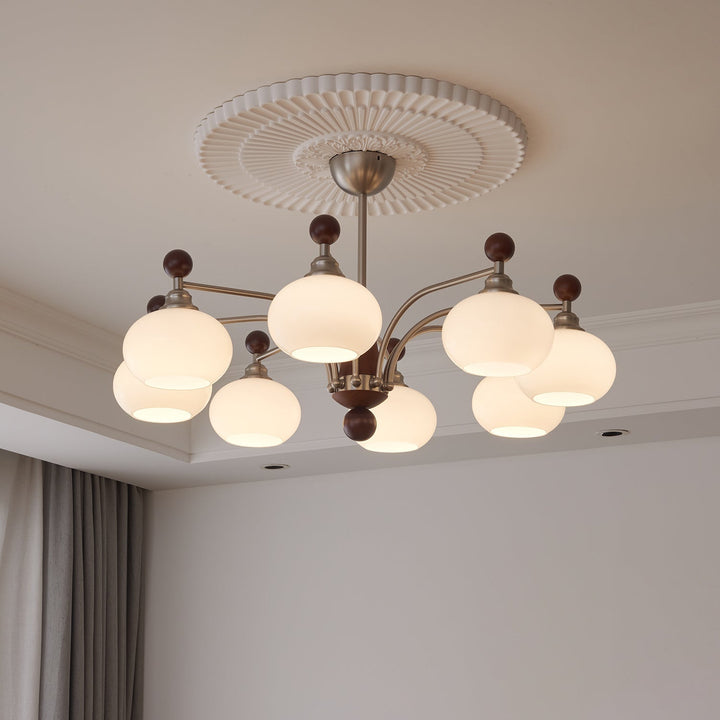 Ivloria Chandelier Bois Verre Orbit Élégance Traditionnelle - Neutralighting
