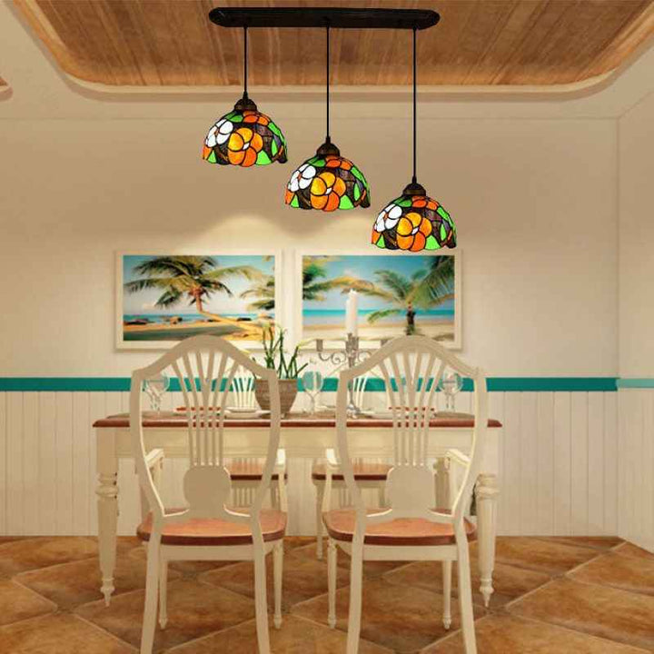 Tiffany Vintage Suspension Tachée Métal Verre Chambre À Coucher - Neutralighting