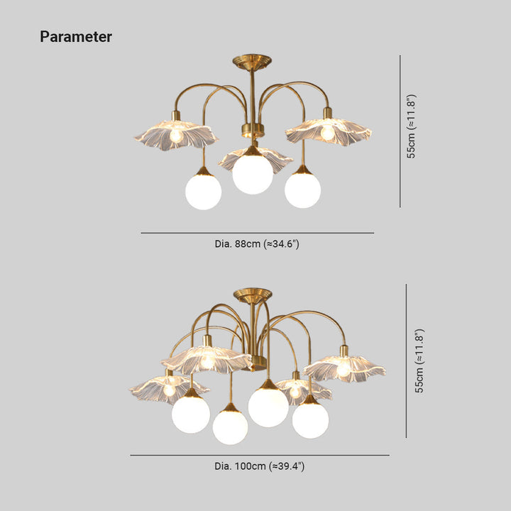 Valentina Nordique LED Lustre Or Verre Salon/Chambre À Coucher/Salle À Manger - Neutralighting