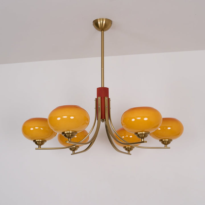Auralyn Lustre Globe 6 Lumières Verre Ambre - Neutralighting