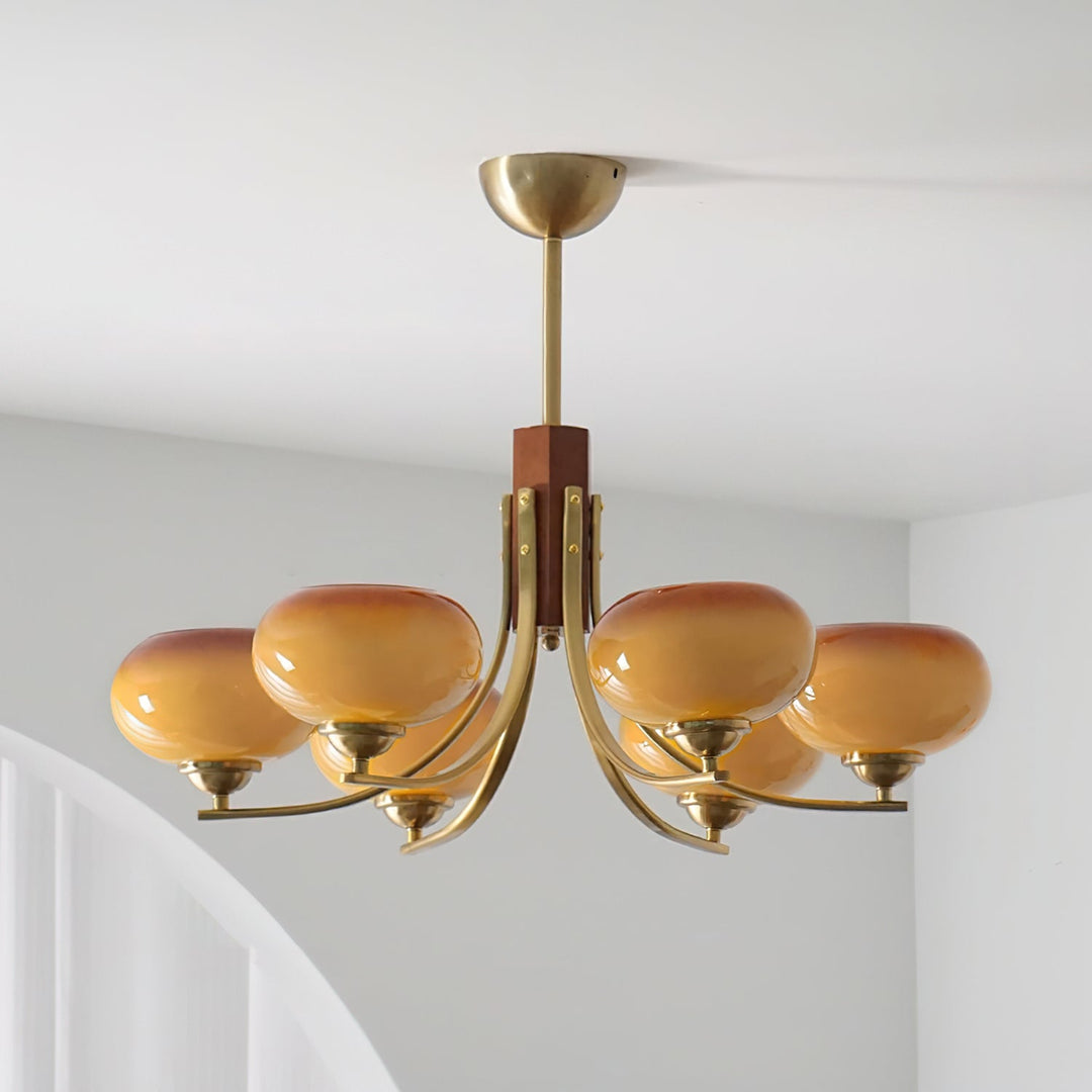 Auralyn Lustre Globe 6 Lumières Verre Ambre - Neutralighting