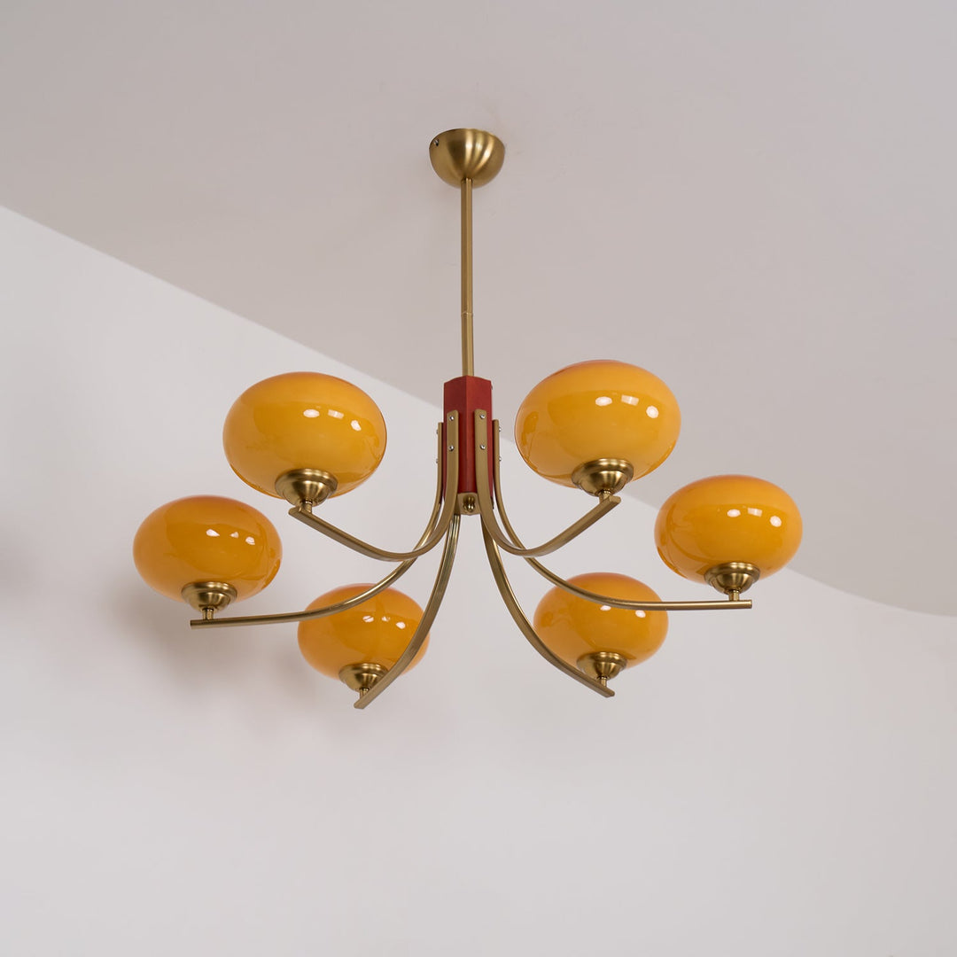 Auralyn Lustre Globe 6 Lumières Verre Ambre - Neutralighting