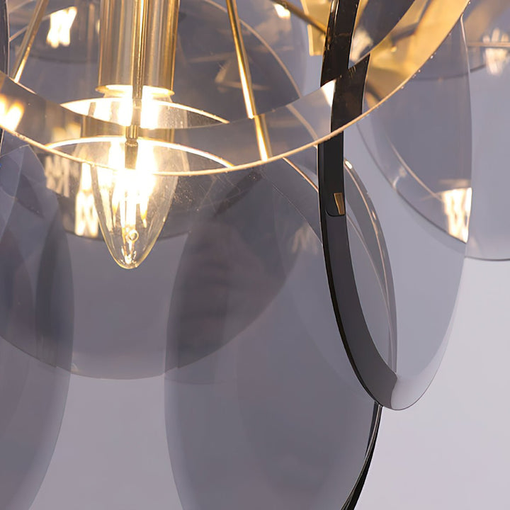 Lustra Chandelier en Verre Ambre à Cercles Empilés - Neutralighting