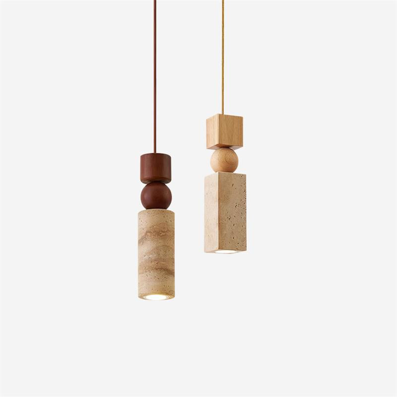Suspension Géométrique Bois Travertin Minimaliste Nordique Suspendu - Neutralighting