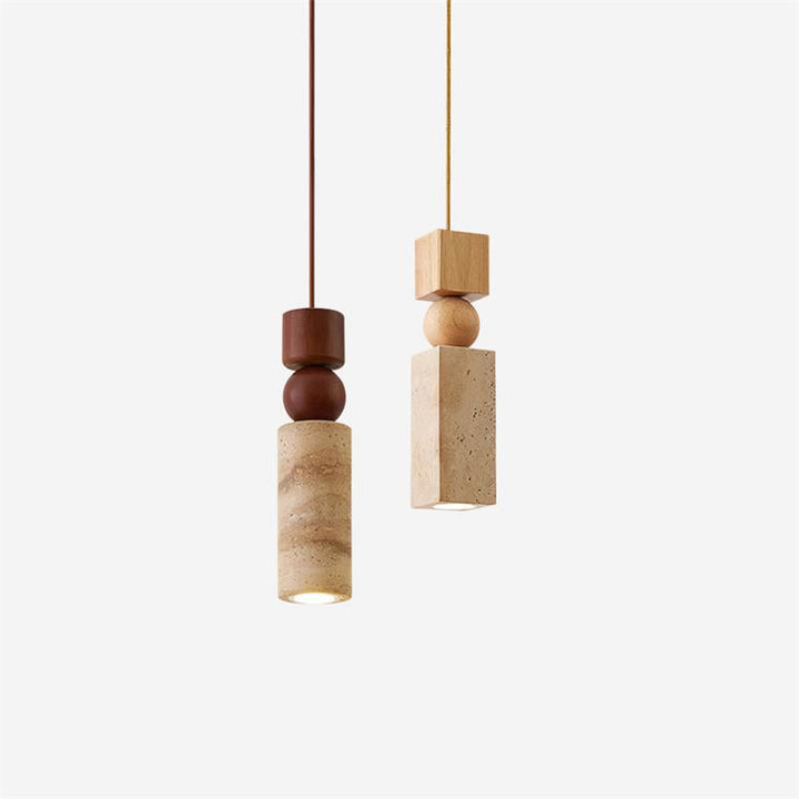 Suspension Géométrique Bois Travertin Minimaliste Nordique Suspendu - Neutralighting