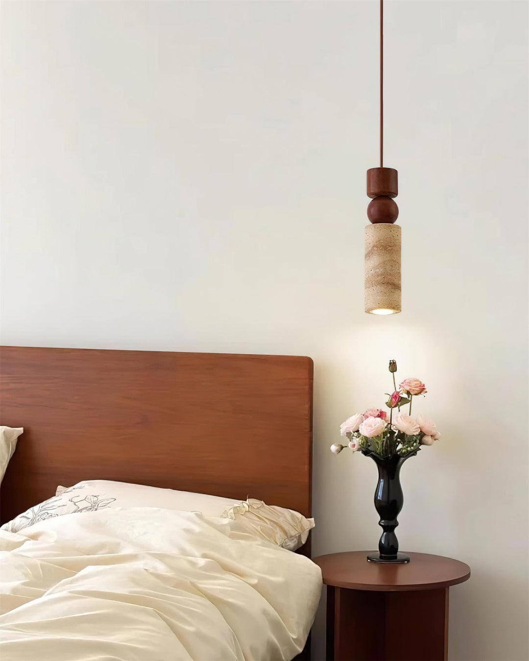 Suspension Géométrique Bois Travertin Minimaliste Nordique Suspendu - Neutralighting