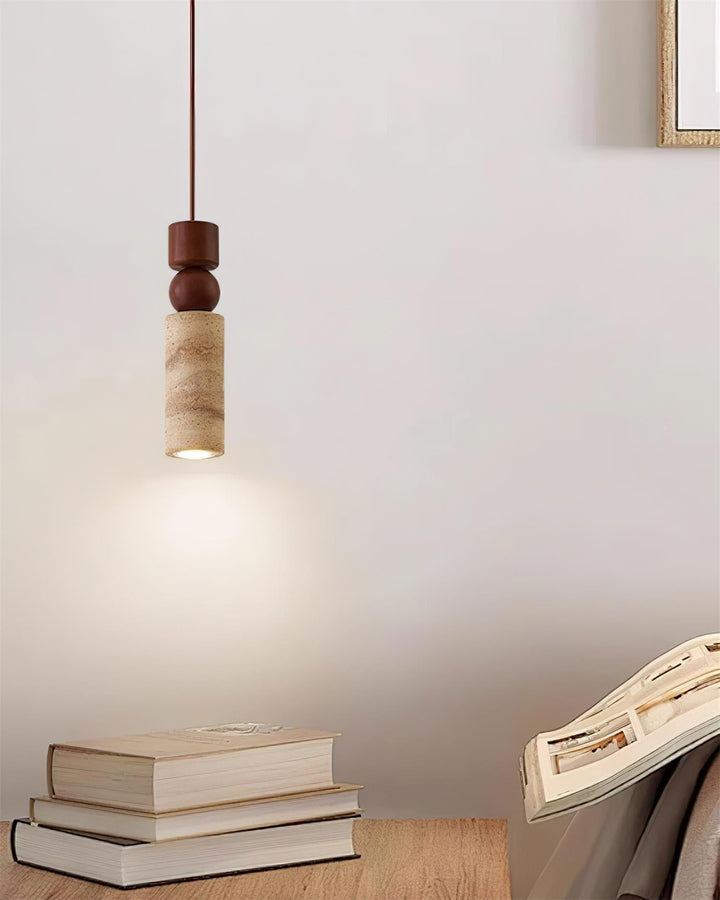 Suspension Géométrique Bois Travertin Minimaliste Nordique Suspendu - Neutralighting