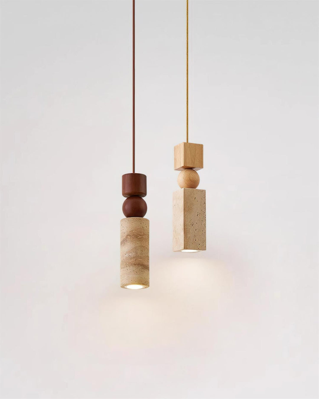 Suspension Géométrique Bois Travertin Minimaliste Nordique Suspendu - Neutralighting
