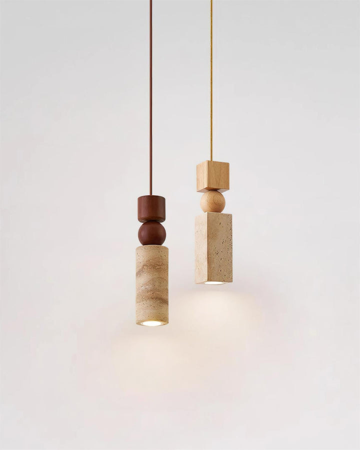 Suspension Géométrique Bois Travertin Minimaliste Nordique Suspendu - Neutralighting