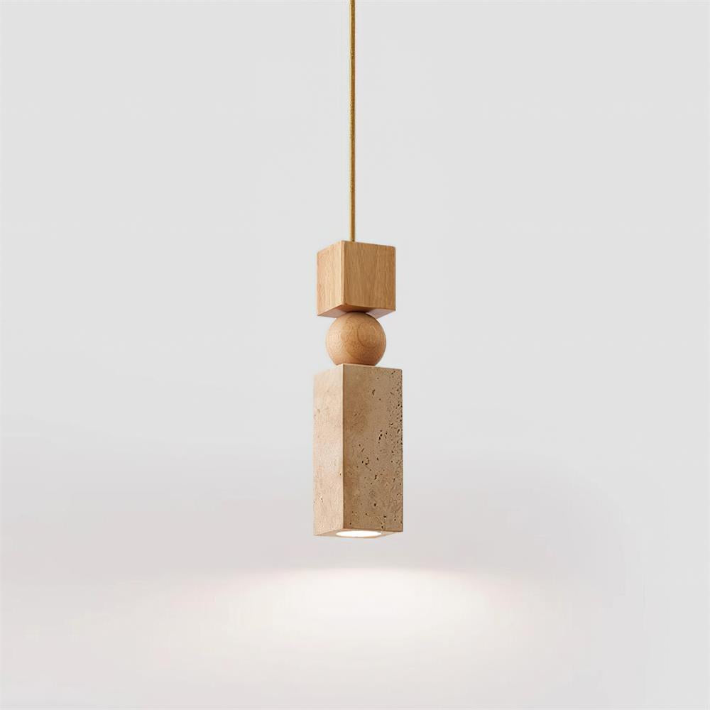 Suspension Géométrique Bois Travertin Minimaliste Nordique Suspendu - Neutralighting