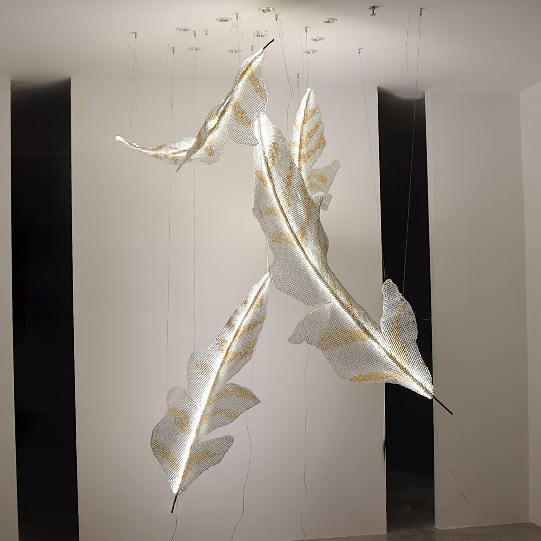 Zeshaen Chandelier en Verre Feuilles Tombantes Créatives - Neutralighting