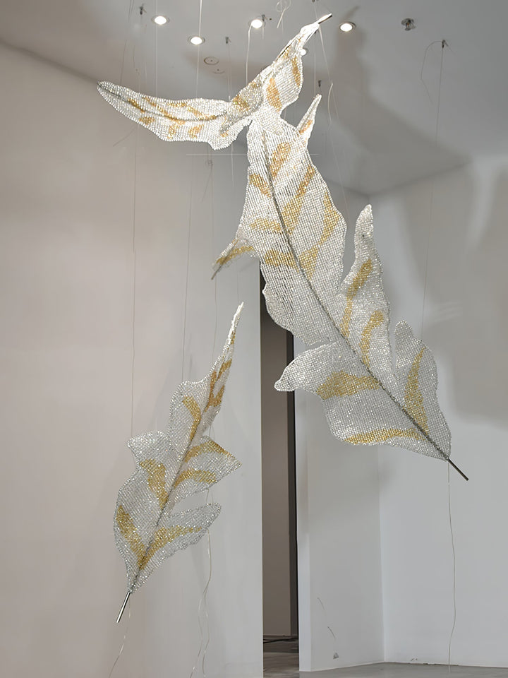 Zeshaen Chandelier en Verre Feuilles Tombantes Créatives - Neutralighting