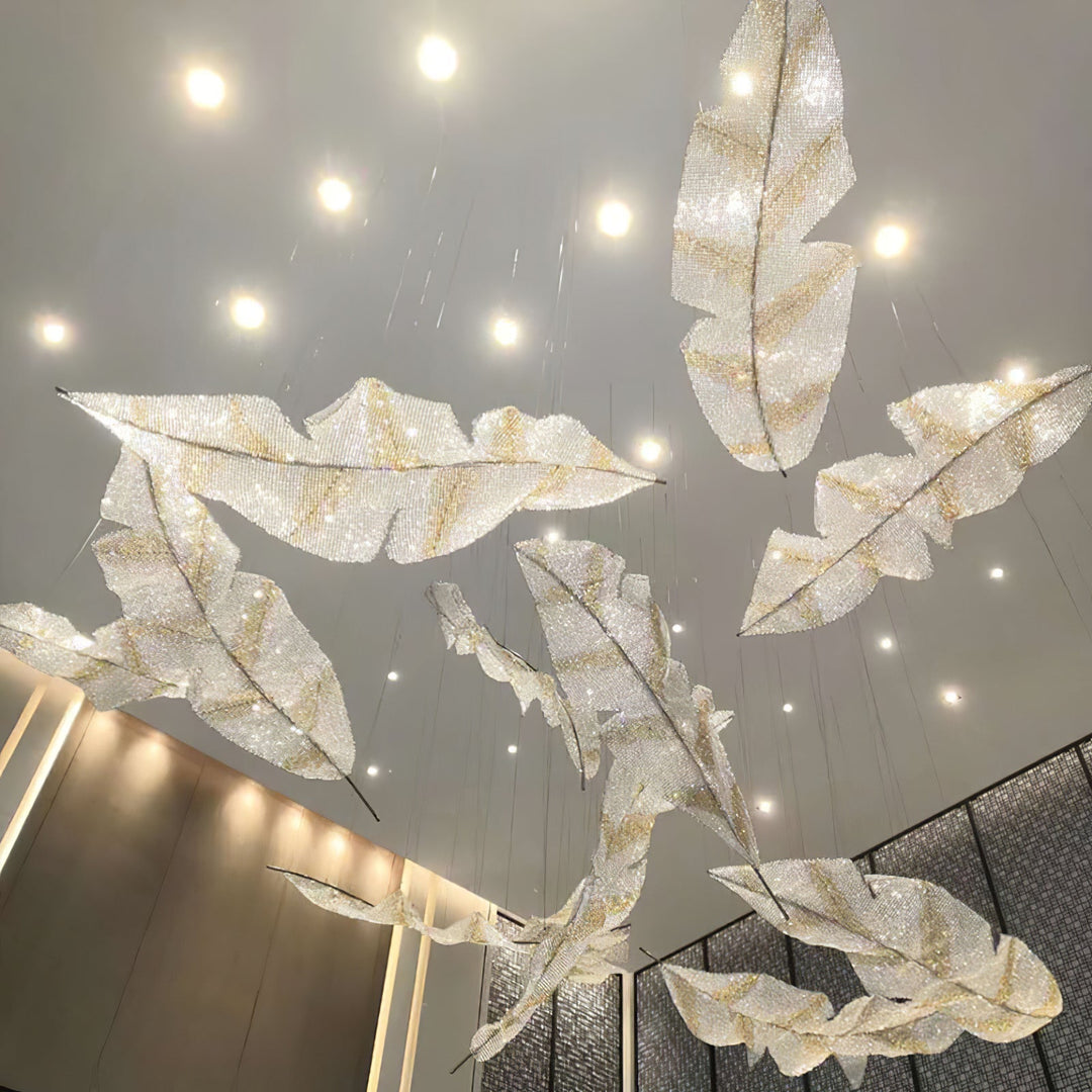 Zeshaen Chandelier en Verre Feuilles Tombantes Créatives - Neutralighting